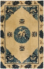 4×6 Antique Chinese Beige Wool Area Rug 1910