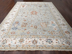12’1″x18′ Eton Green, Organic Wool, Hand Knotted, Coarse&Suple Pile Oushak Rug