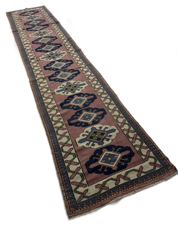 Vintage Hand Knotted Wool Turkish Runner, 3x15 ft Oriental Oushak Rug gallery