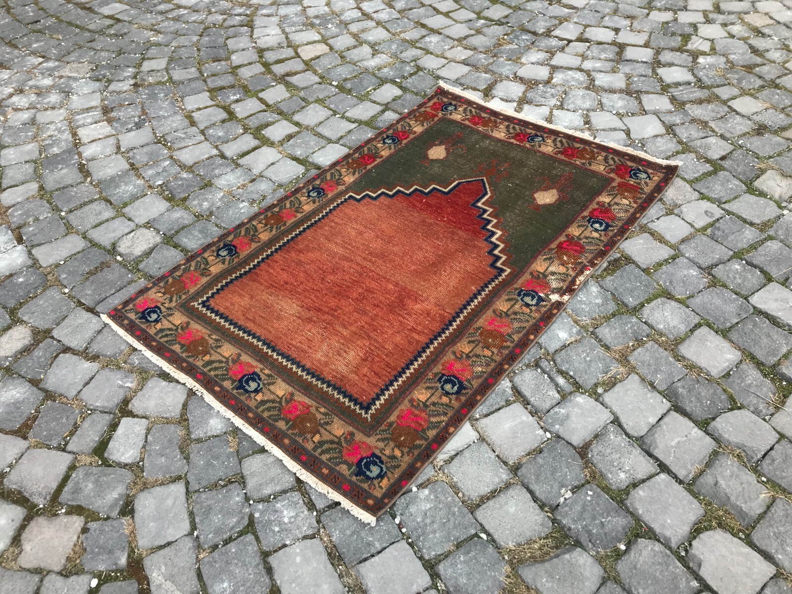 Turkish Antique rug Bohemian Area rug Oushak rug Vintage Rug Handmade Wool rug gallery