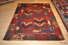 VINTAGE KILIM 5′ x 7′ wool HAND-WOVEN Tribal hand sewn UZBEK wool area wool rug.