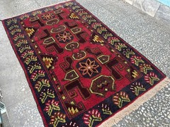 3×4 ft Afghan Turkish Hand Knotted Antique Baluchi Rug Oriental Red Area Carpet