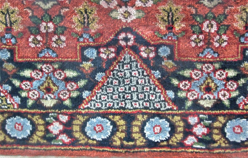 Superb Antique Custom Framed 19th C. Persian Silk Rug, circa 1890s 15" x 13" gallery