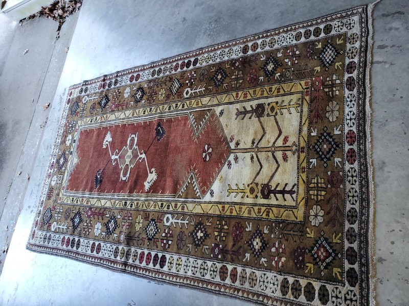 Antique 1935-1940s,Henna Natural Dyes, 4x7ft Tribal Dowry Rug Turkey gallery