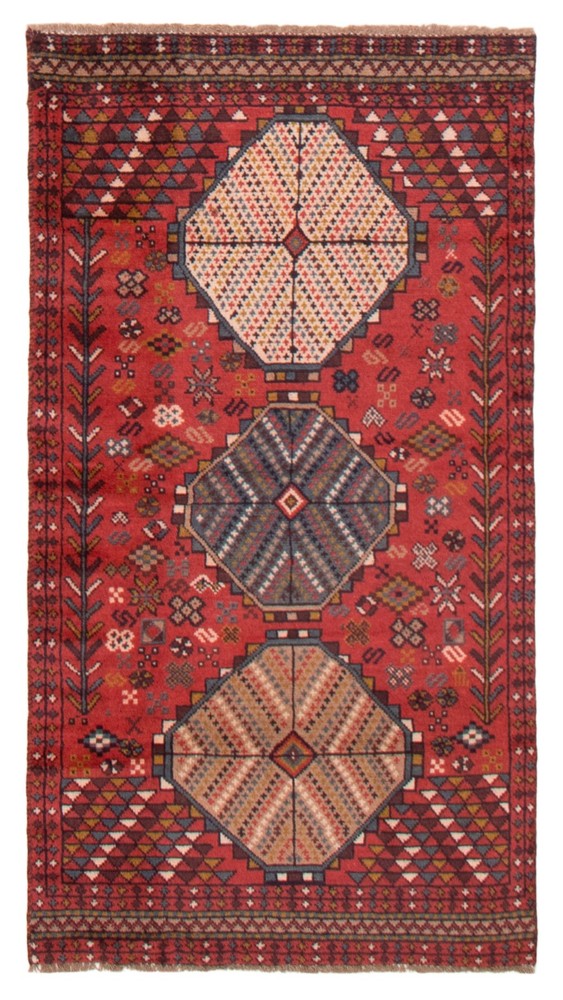 Vintage 3'1" x 5'9" Traditional Hand Knotted Vegetable Dye Wool Area Rug