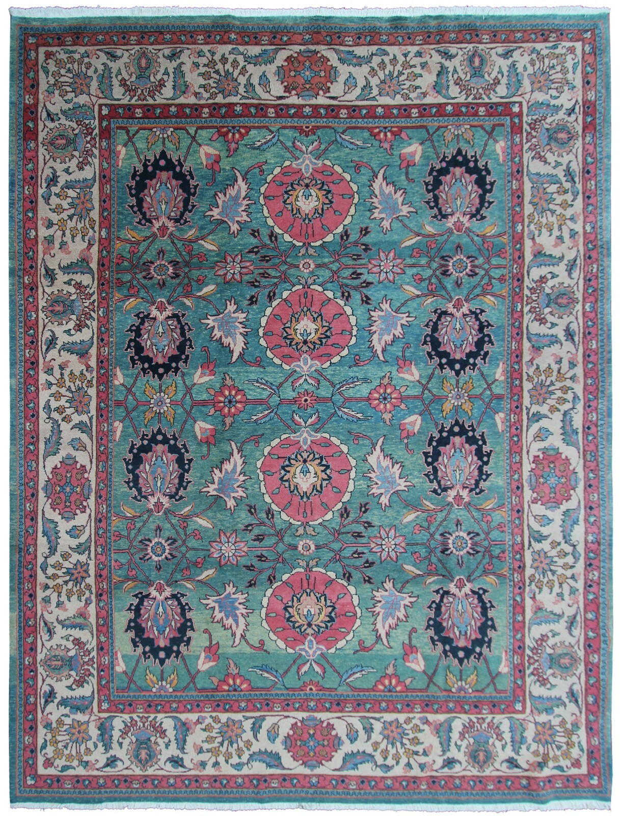 10x13 Incredible Vintage Handmade Oriental Area Rug Teal 294cmx389cm Green gallery