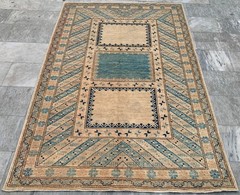 Vintage Afghan Rug, Caucasian Kazak Wool, Traditional Oriental Carpet (5×7 ft.)