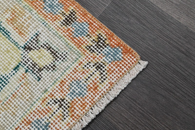 Vintage Turkish Runner Rug 2x8ft Wool Anatolian Handmade Hallway Oushak ORANGE gallery