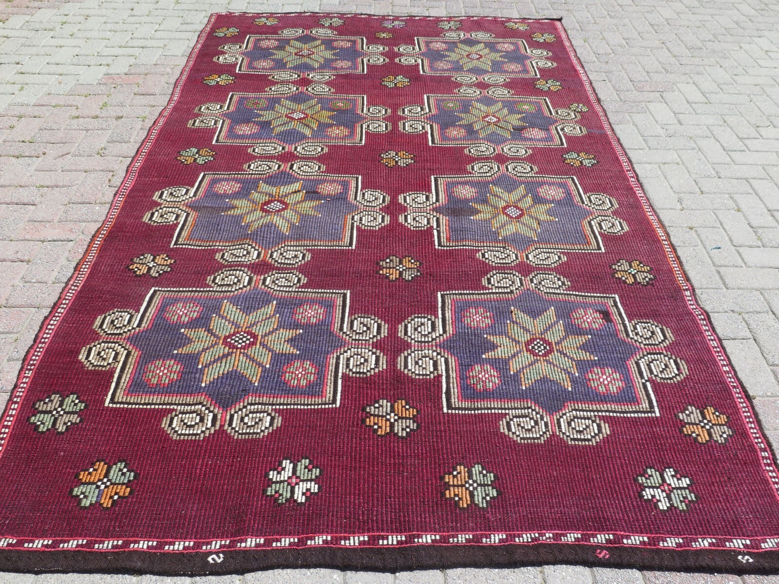 Turkish Mut Nomad Area Rugs Handmade Wool Kilim 74"X118" Boho Rug Kelim Carpet gallery