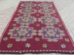 Turkish Mut Nomad Area Rugs Handmade Wool Kilim 74″X118″ Boho Rug Kelim Carpet