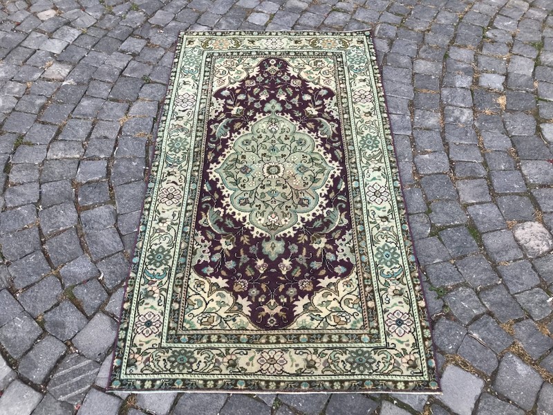 Turkish Antique rug Bohemian Area rug Oushak rug Vintage Rug Handmade Wool rug gallery