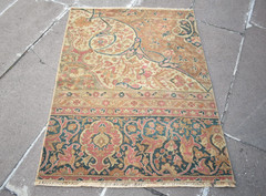 Turkish Rug 27” x 36” Vintage Hand Knotted Oushak Rug Muted Dye Small Area Rug