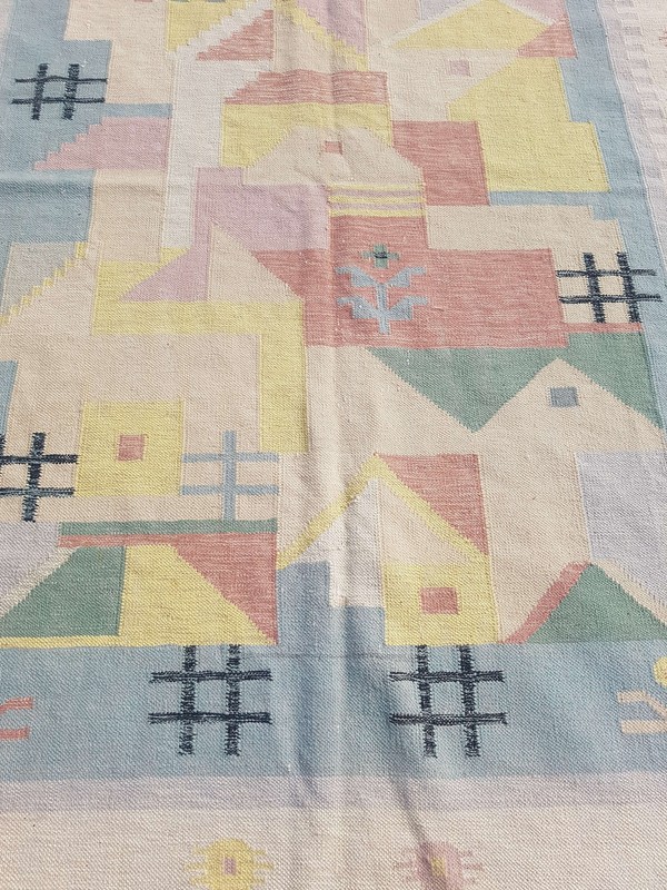 Vintage Handmade Traditional Geometric Grey Kilim Floor Rug Carpet 223x170cm gallery