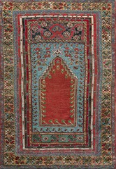 3’x5′ Small Tribal Antique Mid 19th Century Turkish Kirshehir Muslim Prayer Rug