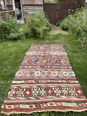 Red Antique Caucasian Shirvan Kilim Rug 4.2 x9.3