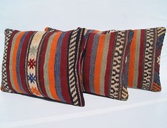 MULTI COLORED PILLOW COVERS RECTANGLE WOOL 30+ TURKISH KILIM AREA RUGS 20″X14″