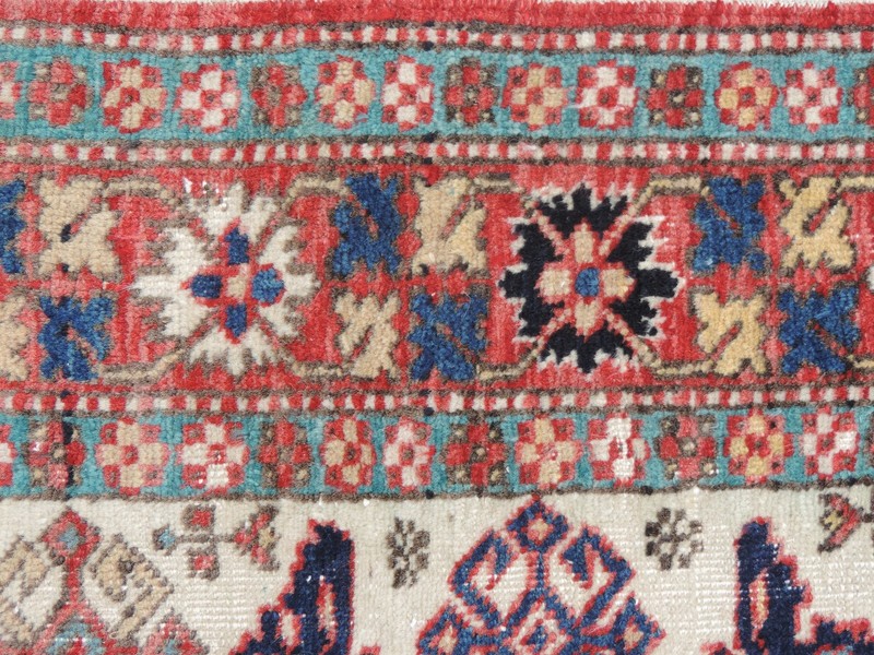 3x6ft. Vintage Caucasian Leski Star Ivory Wool Rug gallery