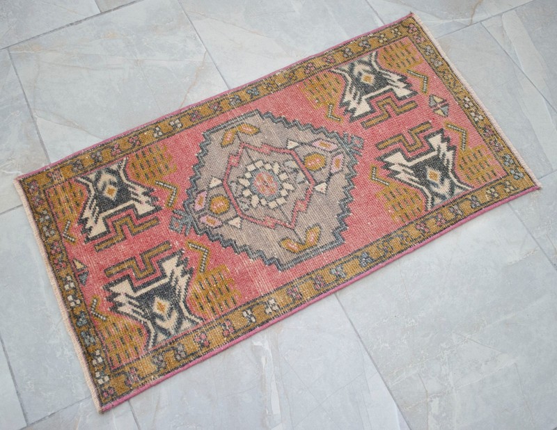 Vintage Rug, Turkish Rug, Oushak Rug, Handmade Rug, Doormat, Kitchen Rug, 2 x 3 gallery