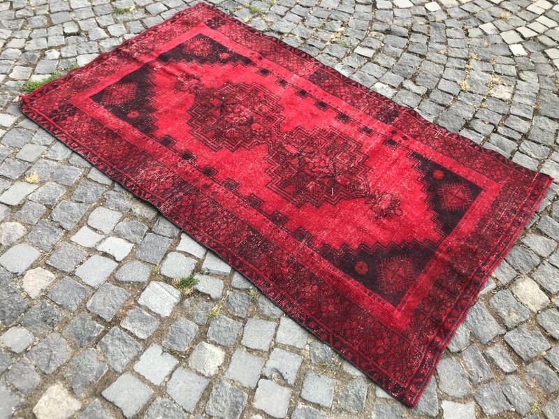 Bohemian Area Rug Handmade Wool Rug Turkish Vintage Traditional Rug 3,8 x 6,6 ft gallery