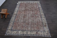 Oushak Turkish Vintage Rug 5×8 Kilim Rug Anatolian Handmade Boho Decor RED
