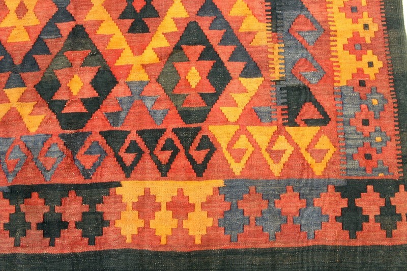 8X13 MAGNIFICENT MINT HAND KNOTTED VEGETABLE DYE DOUBLE SIDED SHIRAZI KILIM RUG gallery