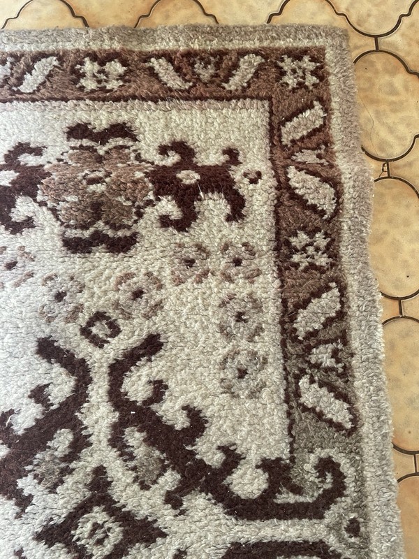 Vintage Retro Large Hand Knotted? Wool? Rug 175x92cm Well Used (26dr gallery