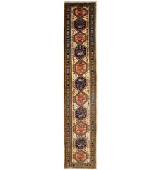 Semi-Antique Oriental Runner Rug Geometric Hallway Kitchen Carpet 2’5X12’9 ft