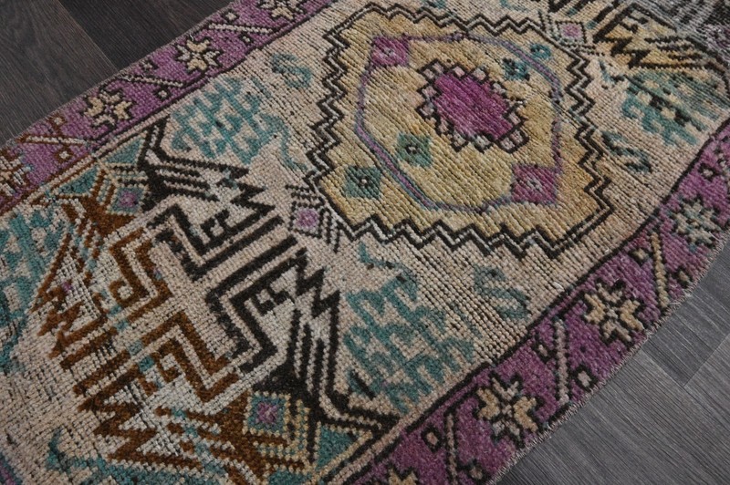 Oushak Turkish Doormat Rug 2x3 PURPLE Anatolian Handmade Vintage Small Kilim Rug gallery