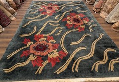 Tibetan Rug 9×12, Thick Wool Pile, Contemporary Modern