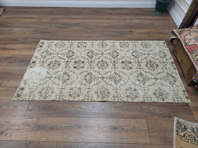 Beige Rug, Living Room Rug, Handmade Area Rug, Office Rug 3.8 x 6.9 Ft gallery