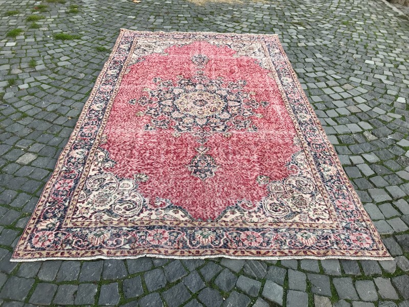 Turkish Vintage Rug, Handmade Wool Rug, Bohemian Large Rug, 6,4 x 7,5 ft gallery