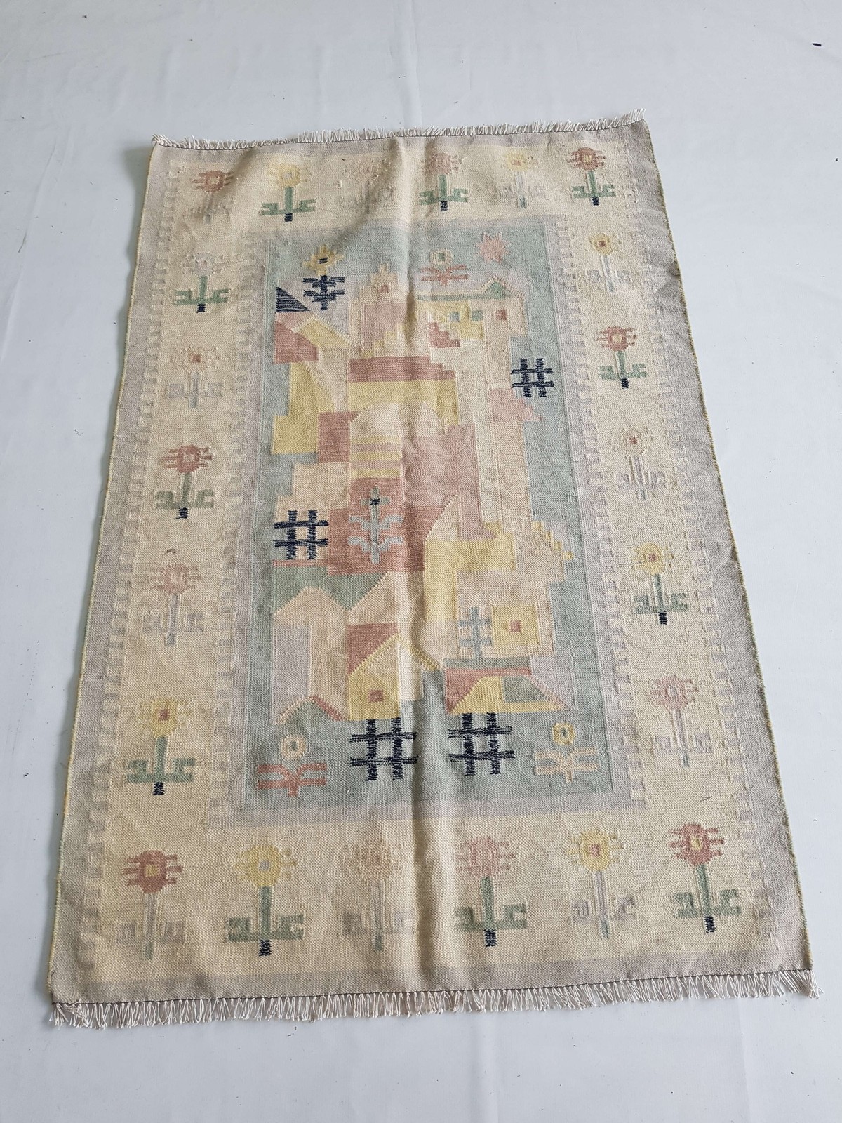 Vintage Handmade Traditional Geometric Multicolor Kilim Rug Carpet 171x116cm gallery
