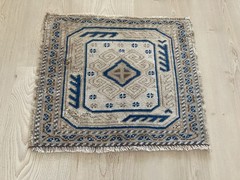 Square rug, Brown rug, Turkish rug, Vintage rug, Doormat rug, 1.4 x 1.7 ft