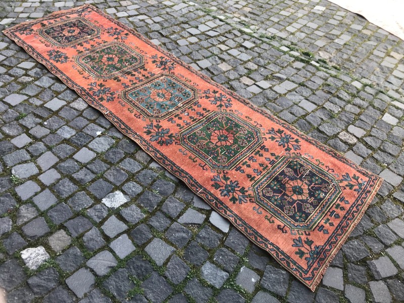 Bohemian Runner Rug, Turkish Vintage Rug, Handmade Wool Rug, 2,7 x 9,7 ft gallery