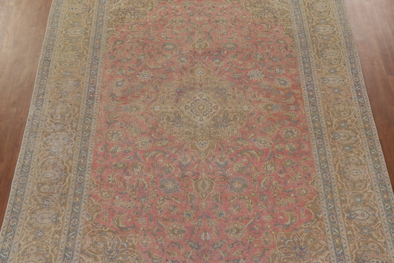 Pink Floral Traditional Semi-antique Living Room Rug 10x13 Handmade Wool Carpet gallery