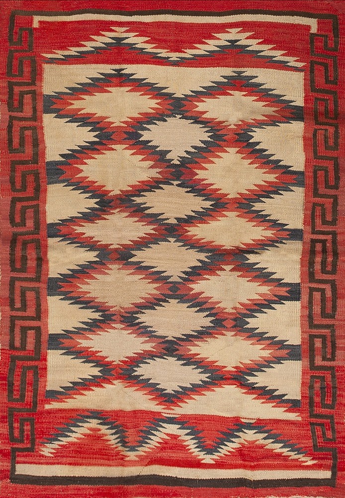 4'x6' Bold Tribal Geometric Flatweave Antique Native American Navajo Rug