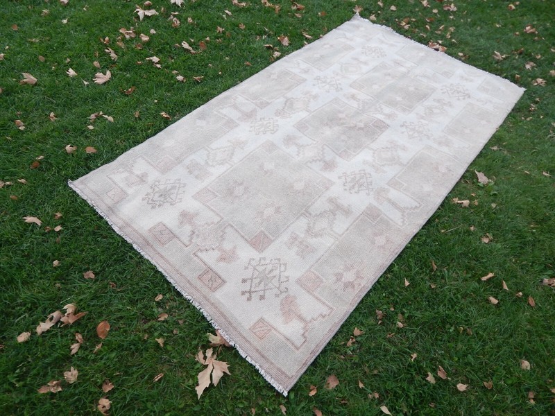 1970s Vintage Turkish Oushak Handwoven Rug 4'3'' x 7'12'' gallery