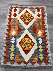 Vintage Kilim Traditional Hand Made Oriental Wool Kilim 3ftx1ft11inc 88cmx61cm