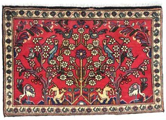 Handmade Vintage Pictorial Design Oriental Rug 2X3 ft Traditional Small Carpet