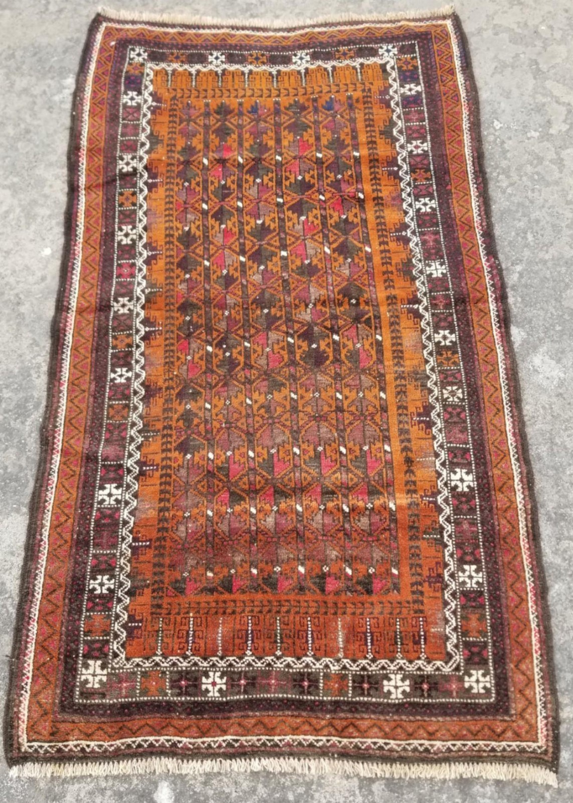 Antique Traditional Handmade Afghan Wool Multicolor Rug 180 x 104 cm gallery