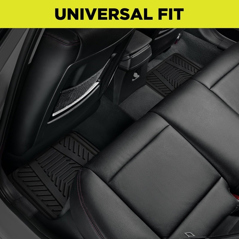 Universal Rubber Car Floor Mats All Weather Protection Nonslip Carbon Fiber 4pc gallery