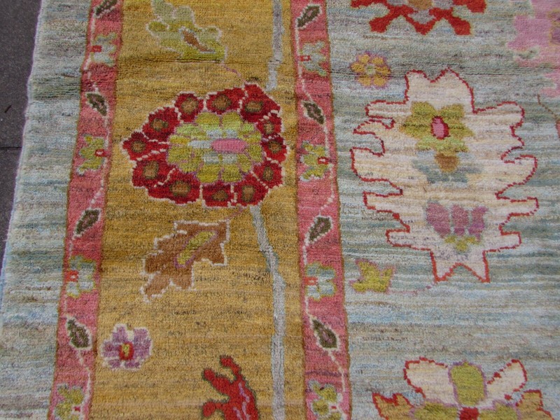 Vintage Traditional Hand Made Turkish Oushak Oriental Wool Blue Carpet 490x345cm gallery