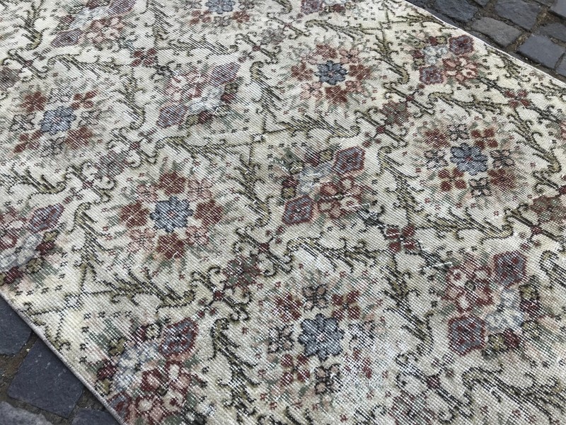 Bohemian Area Rug Handmade Wool Rug Turkish Vintage Traditional Rug Home Decor gallery