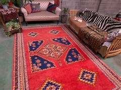 Vintage Moroccan Rug 320×201 cm Tazenacht Berber Atlas, Tribal Red, Blue Large