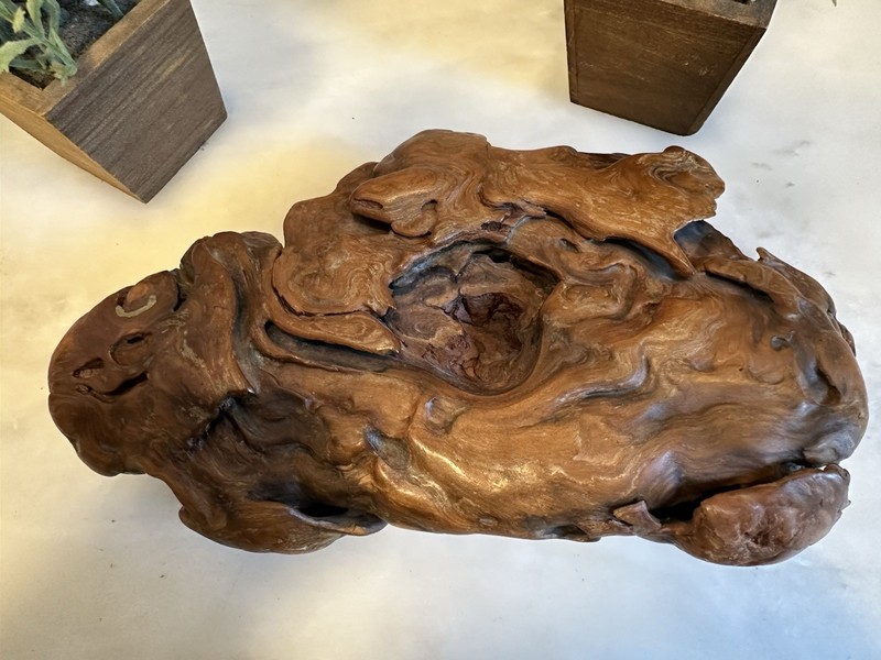 Beautiful Vintage Natural Burl Wood Sculpture 9"x5.5"x2" gallery
