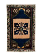 Turkish Tribal Small Rug,Faded Colorful Oushak Doormat,Handmade Mat 1.7×2.7 ft