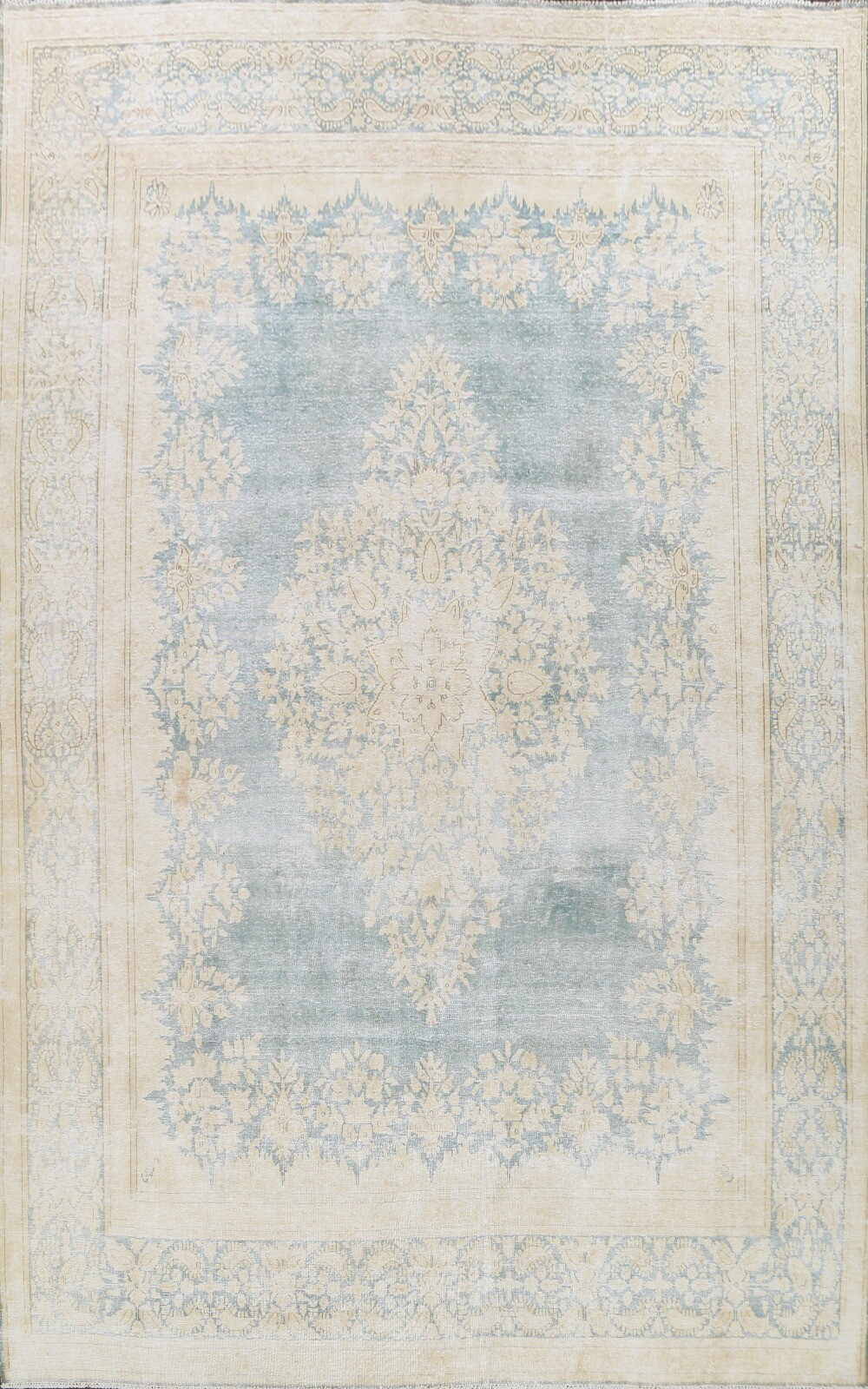 Muted Vintage Distressed Traditional 10x13 Area Rug Evenly Low Pile Hand-knotted gallery