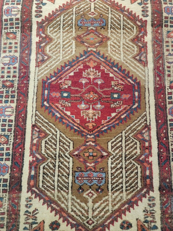 Antique Oriental Hand-Knotted Wool Runner Collectible Serapi Sarab 3'4" x 15'3" gallery
