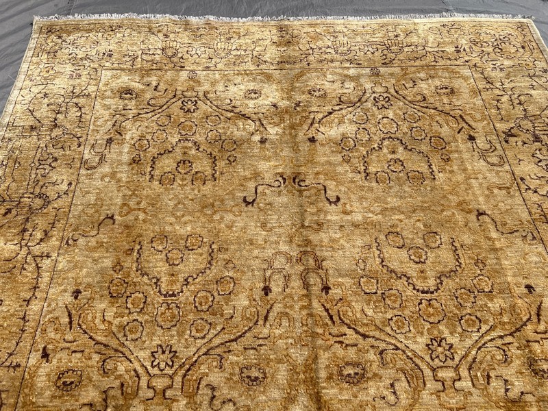 Beige Hand Knotted Terracotta Rug 6x9 Antique Afghan Turkmen Neutral Area Carpet gallery