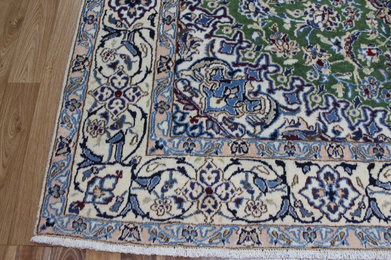 FINE HANDMADE NAIN WOOL RUG GREEN NAIN RUG WITH SUPERB COLOURS 285 X 195 CM gallery